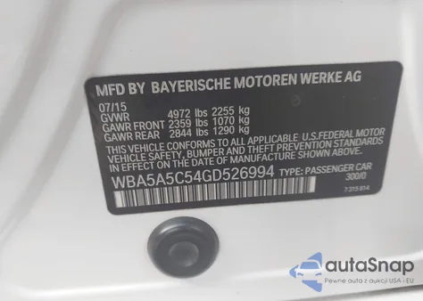 2016 BMW 528I from USA, damaged, VIN WBA5A5C54GD526994